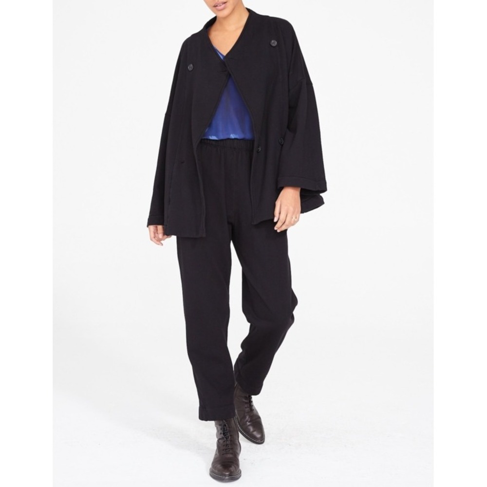 RAQUEL ALLEGRA Cozy Fleece Double Breasted Funnel Neck Jacket - Picture 2 of 10